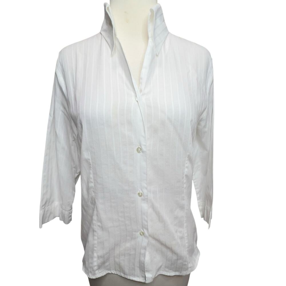 Naracamicie Blouse Shirt Womens S White Pinstripe Career Office Business Italy